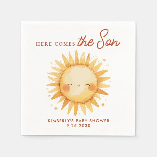Here Comes The Son Cute Sunshine Boho Baby Shower Servet (Voorkant)