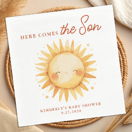 Here Comes The Son Cute Sunshine Boho Baby Shower Servet