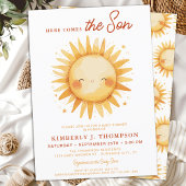 Here Comes The Son Cute Sunshine Boy Baby Shower Kaart