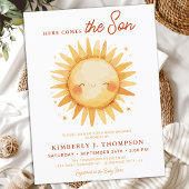 Here Comes The Son Cute Sunshine Boy Baby Shower Uitnodiging Briefkaart