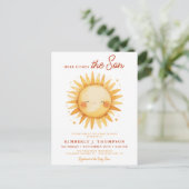 Here Comes The Son Cute Sunshine Boy Baby Shower Uitnodiging Briefkaart (Staand voorkant)