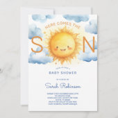 Here Comes the Son Elegant Baby Shower Kaart (Voorkant)