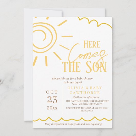 Here Comes the Son foto Baby Shower  Kaart (Voorkant)