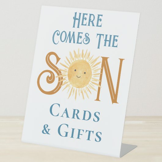 Here Comes The Son Kaarten en Cadeaus Baby Shower  Reclamebord Met Voetstuk