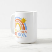 Here Comes The Son Rainbow Boy Baby Shower Koffiemok (Voorkant links)