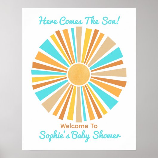 Here Comes The Son, Retro Boho Sunshine Welcome Poster (Voorkant)