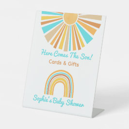 Here Comes The Son, Retro Rainbow Cards & Gifts Reclamebord Met Voetstuk