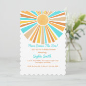 Here Comes The Son, Retro Sunshine Boho Rainbow Kaart (Staand voorkant)