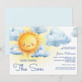 Here Comes The Son Summer Baby Shower Kaart (Voorkant / Achterkant)