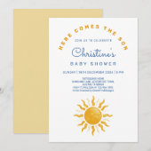 Here comes the son Sunshine Baby Boy Shower Kaart (Voorkant / Achterkant)