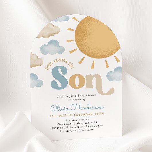 Here Comes the Son Sunshine Baby Shower Invitation Kaart