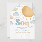 Here Comes the Son Sunshine Baby Shower Invitation Kaart (Voorkant)