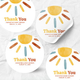 Here comes the Son Sunshine Baby Shower Ronde Sticker