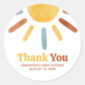 Here comes the Son Sunshine Baby Shower Ronde Sticker (Voorkant)