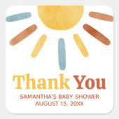 Here comes the Son Sunshine Baby Shower Vierkante Sticker (Voorkant)