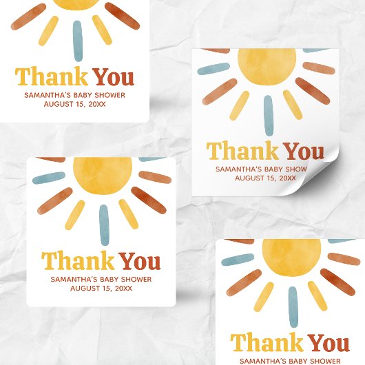 Here comes the Son Sunshine Baby Shower Vierkante Sticker