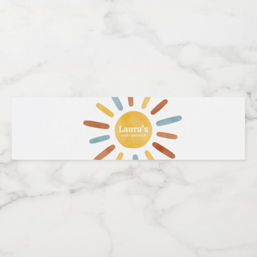 Here comes the Son Sunshine Baby Shower Waterfles Etiket (Enkel label)