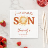 Here Comes The Son Sunshine Boho Cute Baby Shower Servet (Insitu)