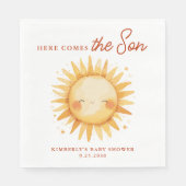 Here Comes The Son Sunshine Cute Boho Baby Shower Servet (Voorkant)