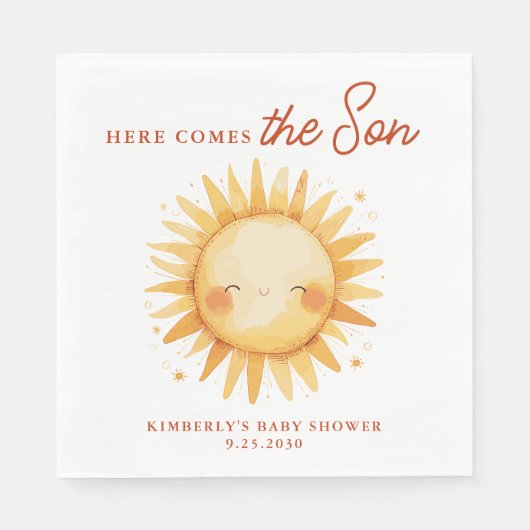 Here Comes The Son Sunshine Cute Boho Baby Shower Servet (Voorkant)