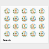 Here Comes the Son Tropische Baby Shower Ronde Sticker (Vel)