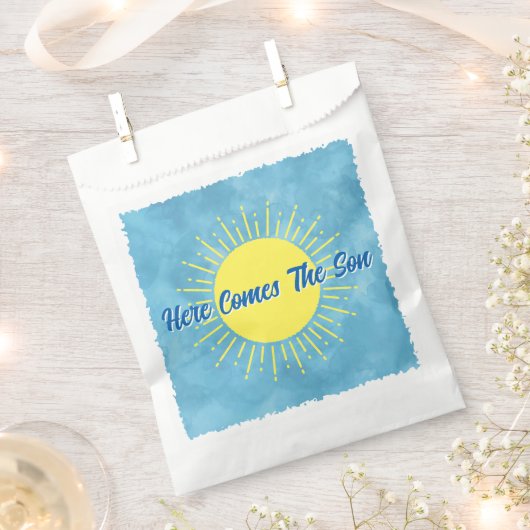 Here Comes The Son Watercolor Baby Shower Custom Bedankzakje (Geknipt)