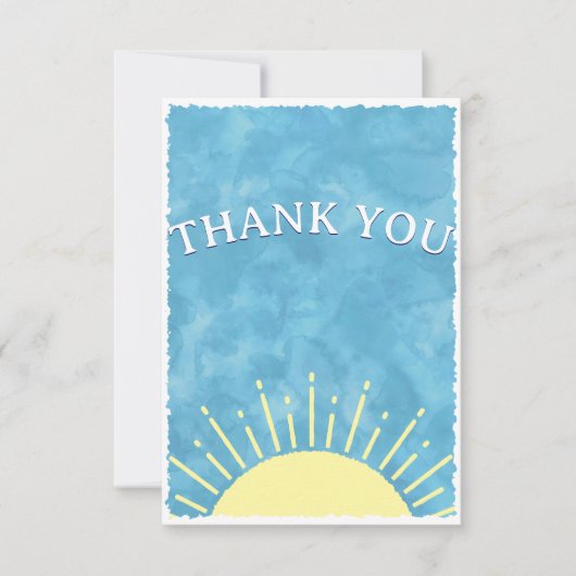 Here Comes The Son Waterverf Baby Shower Aangepast Bedankkaart (Voorkant)