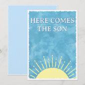 Here Comes The Son Waterverf Baby Shower Aangepast Kaart (Voorkant / Achterkant)