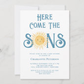 Here Comes The Sons Twin Boy's Baby Shower  Kaart (Voorkant)