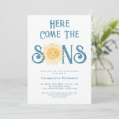 Here Comes The Sons Twin Boy's Baby Shower  Kaart (Staand voorkant)