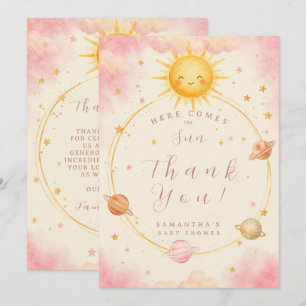 Here Comes the Sun Baby Girl Shower Bedankkaart