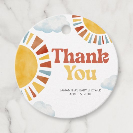 Here Comes the Sun Baby Shower Bedankjes Labels (Voorkant)