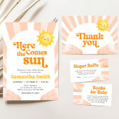 Here Comes the Sun Baby Shower Invitation Kaart