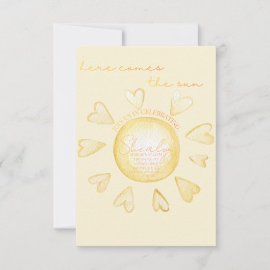 Here Comes The Sun Baby Shower Invite  Kaart (Voorkant)