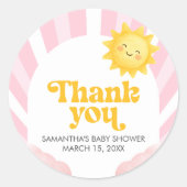 Here Comes the Sun Baby Shower Ronde Sticker (Voorkant)