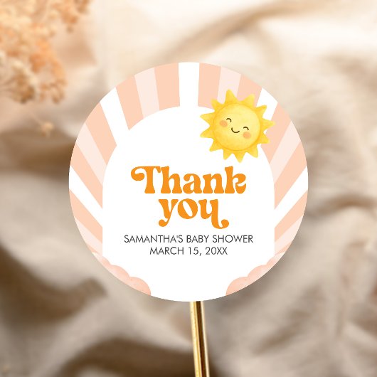 Here Comes the Sun Baby Shower Ronde Sticker