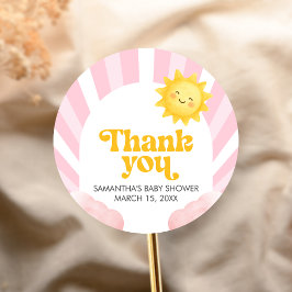 Here Comes the Sun Baby Shower Ronde Sticker