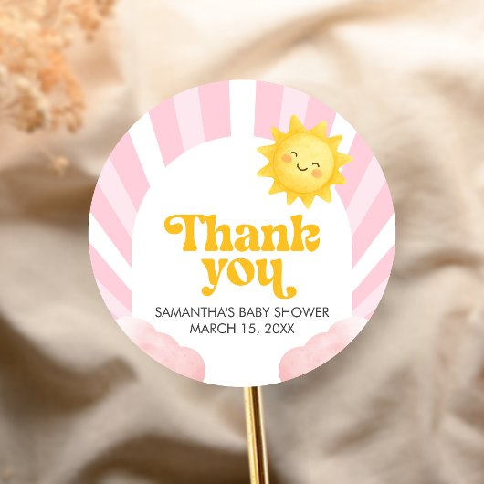 Here Comes the Sun Baby Shower Ronde Sticker