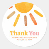 Here comes the Sun  Baby Shower Ronde Sticker (Voorkant)