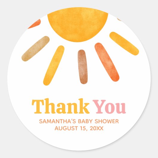 Here comes the Sun  Baby Shower Ronde Sticker (Voorkant)