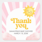 Here Comes the Sun Baby Shower Vierkante Sticker (Voorkant)