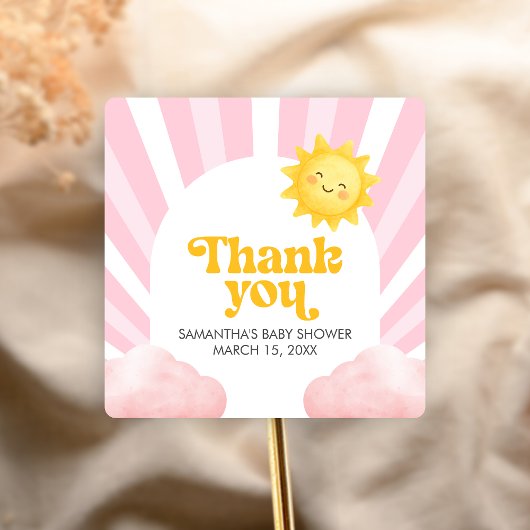 Here Comes the Sun Baby Shower Vierkante Sticker