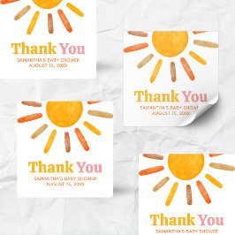 Here comes the Sun  Baby Shower Vierkante Sticker