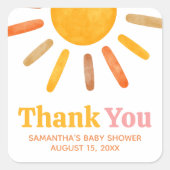 Here comes the Sun  Baby Shower Vierkante Sticker (Voorkant)