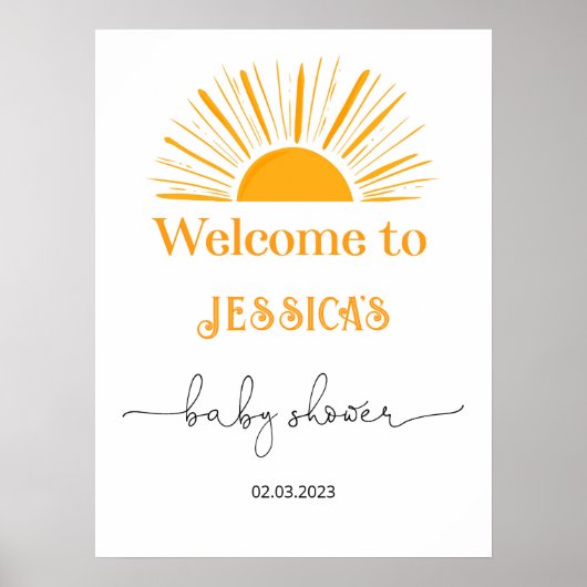 Here comes the sun baby shower welcome poster (Voorkant)