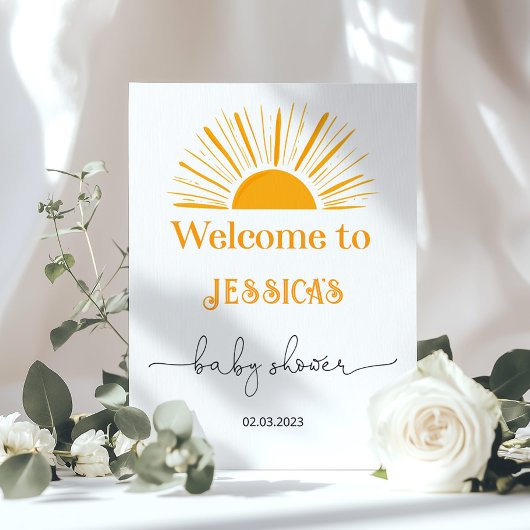 Here comes the sun baby shower welcome poster