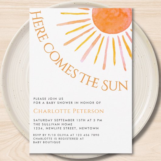 Here Comes The Sun Boho Baby Shower Kaart