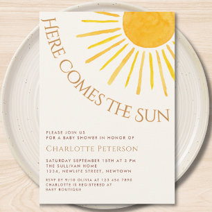 Here Comes The Sun Boho Baby Shower Kaart