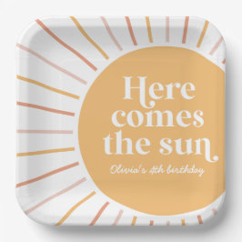 Here Comes the Sun Boho Zonneschijn verjaardag Papieren Bordje