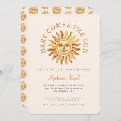 Here Comes the Sun Modern Boho Sun Baby Shower Kaart (Voorkant / Achterkant)
